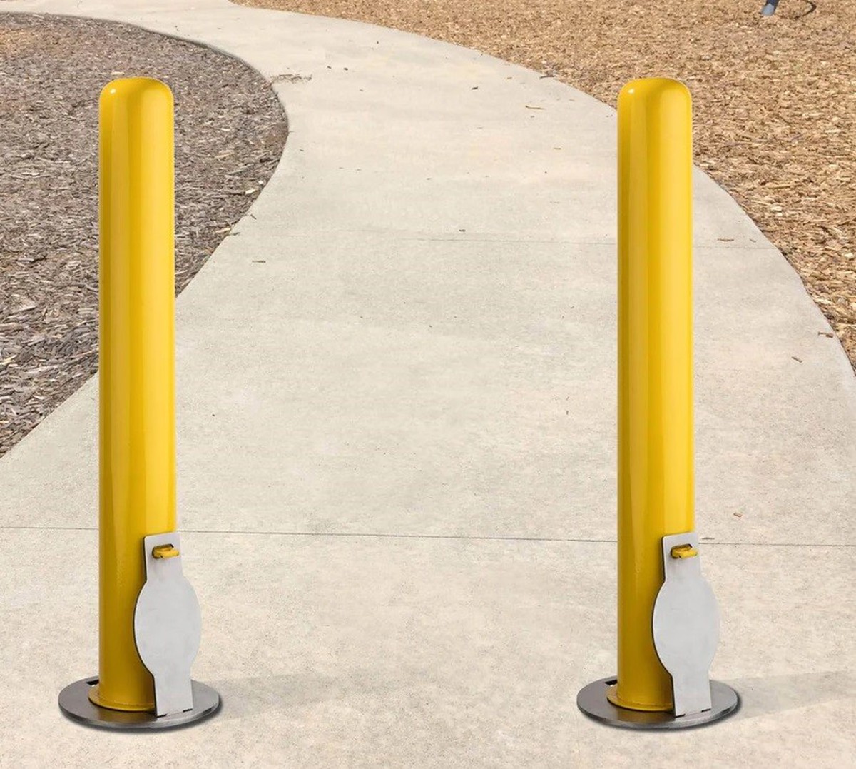 RemovableYellowBollardsinpark065658d5-f199-4a83-929d-62055004dde6 RemovableYellowBollardsinpark065658d5-f199-4a83-929d-62055004dde6